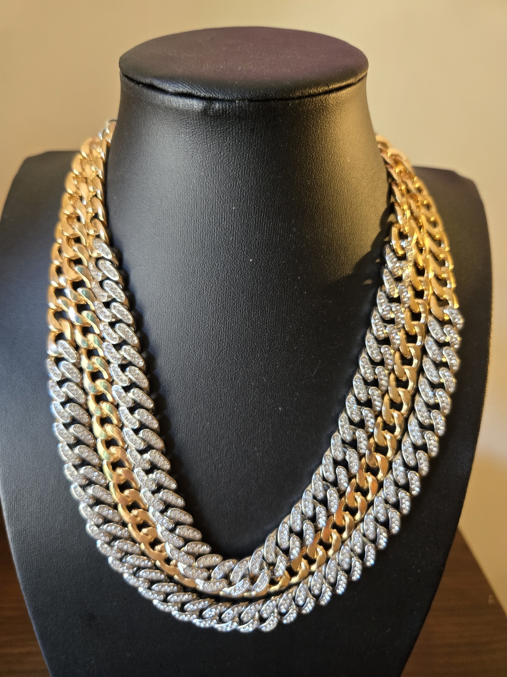 Gold and Silver Two-Tone Cuban Link Necklace - Women Jewelry